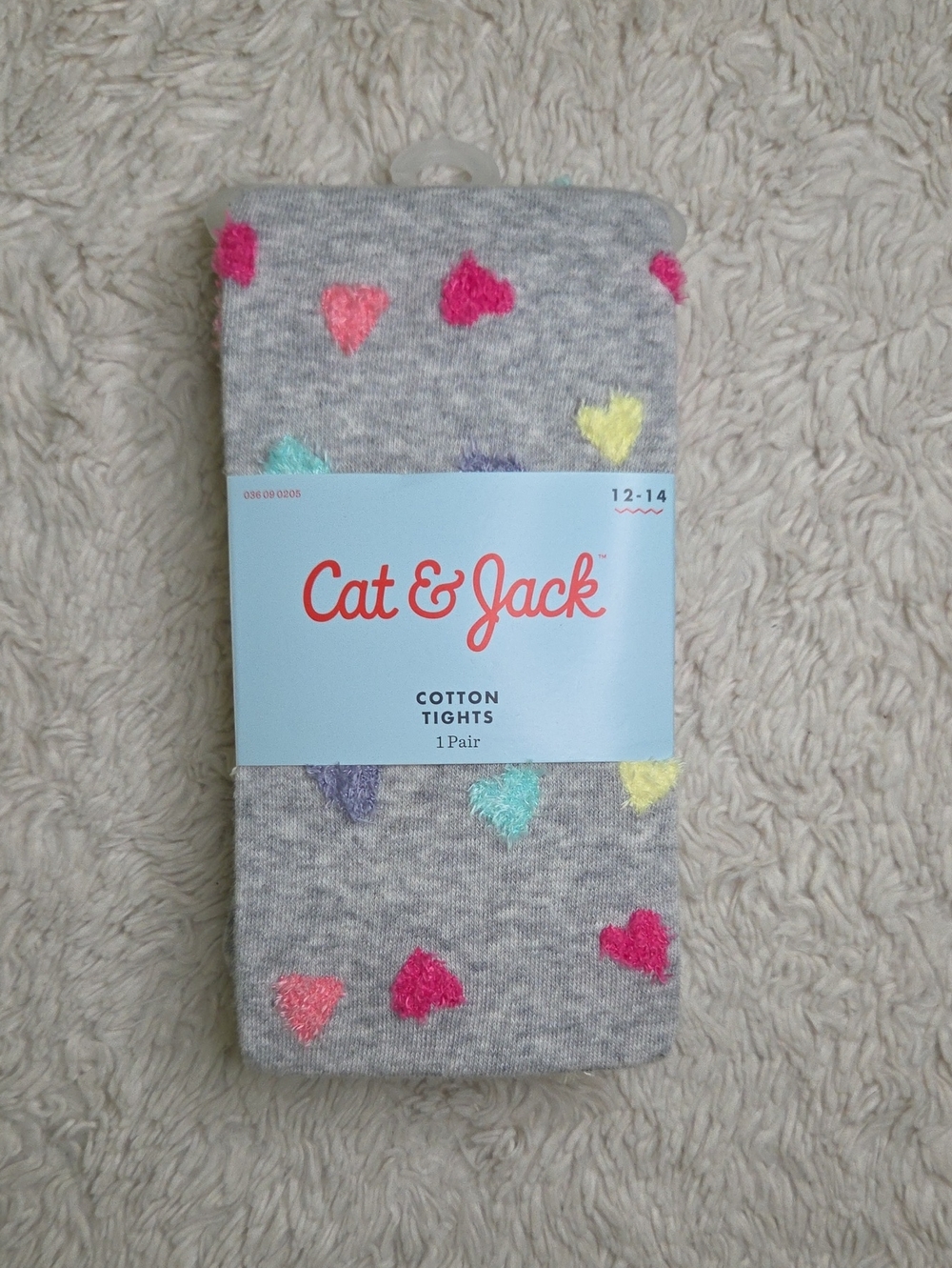 Cat & Jack Girls Multicolor Hearts Cotton Tights Sz 12/14 NWT